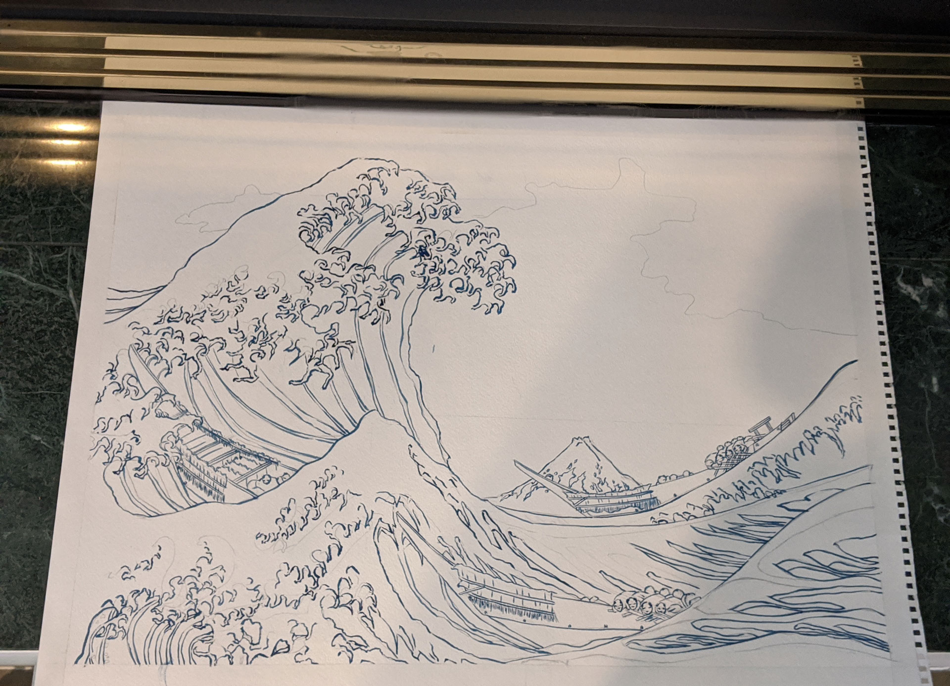 The Great Wave off Kanagawa Watercolor by Fan Stanbrough