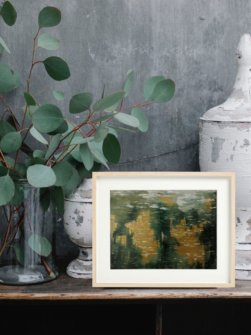 Lake Reflection Abstract Painting