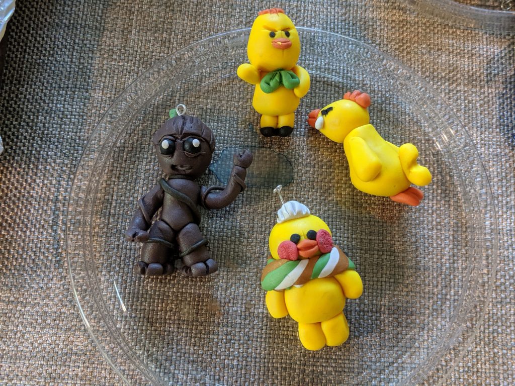 Polymer Clay Groot and Duck