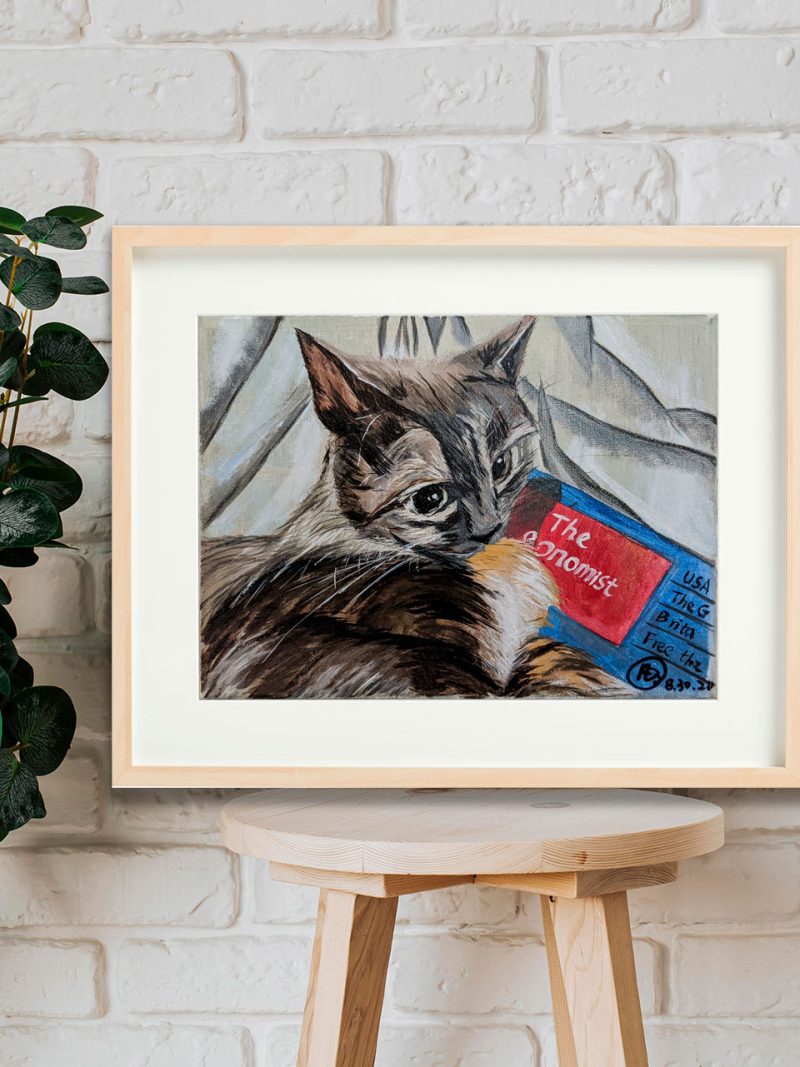"Xiao Kitty" on the Economist Oil Painting