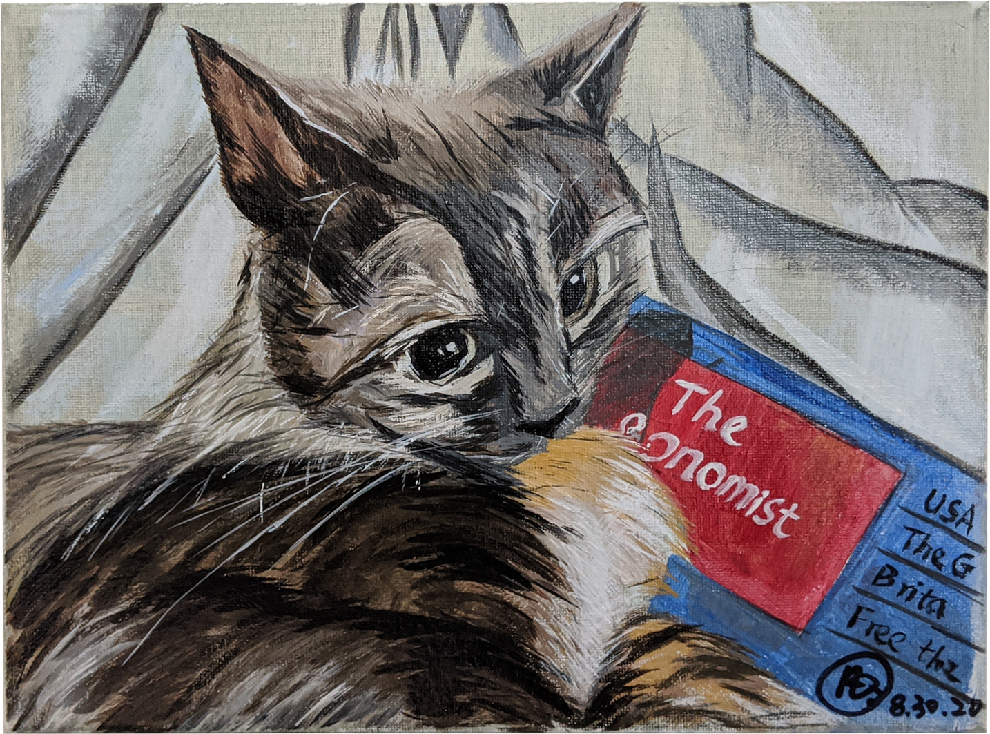 Cat Oil painting canvas size 11″ x 15.5″
