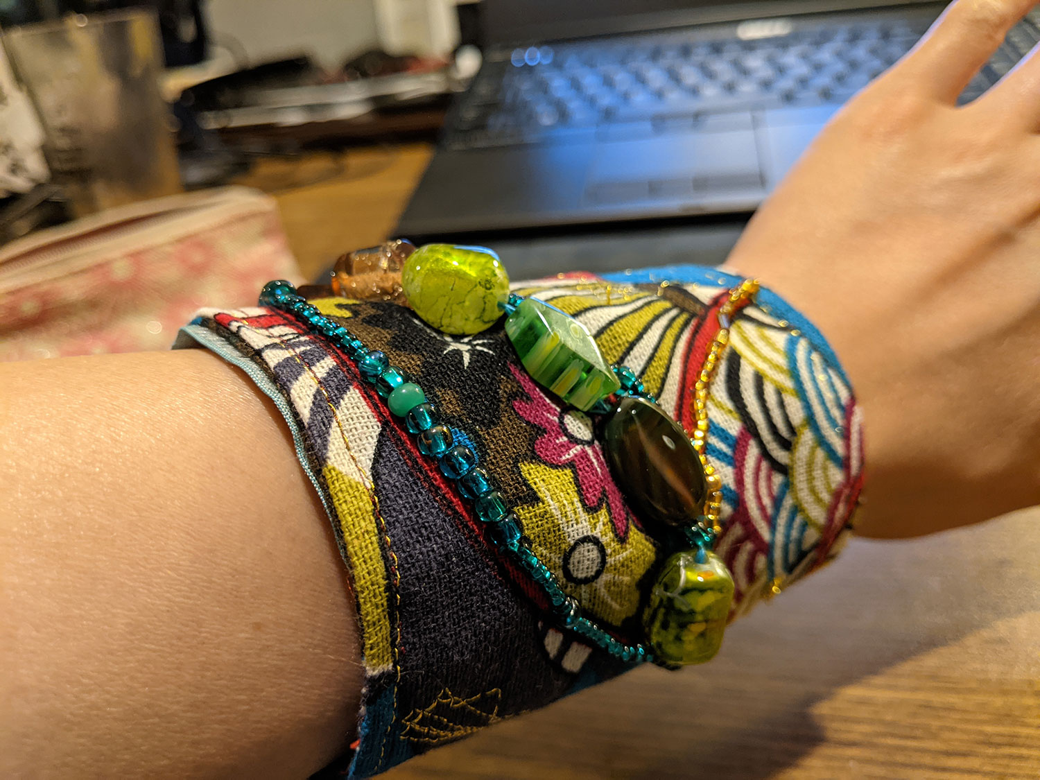 handmade bracelet fabric with beads