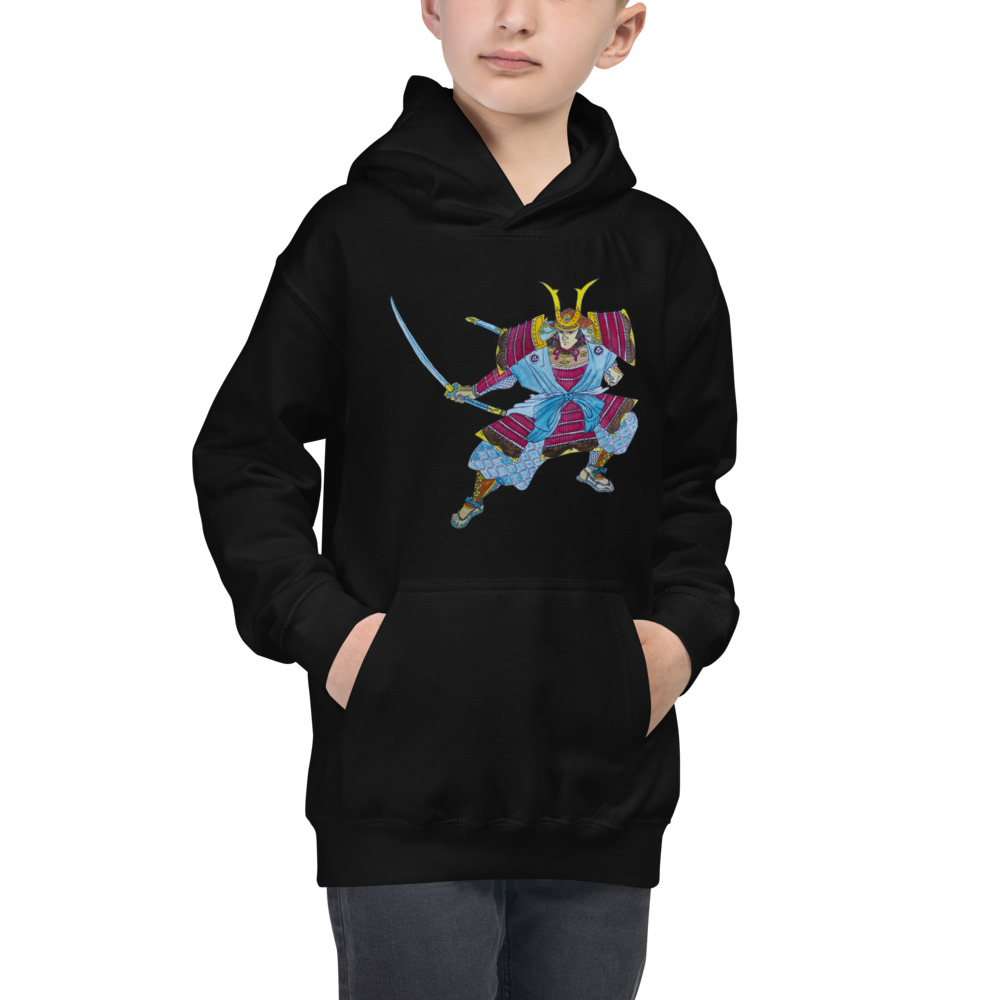 Kids hoodie with samurai artwork