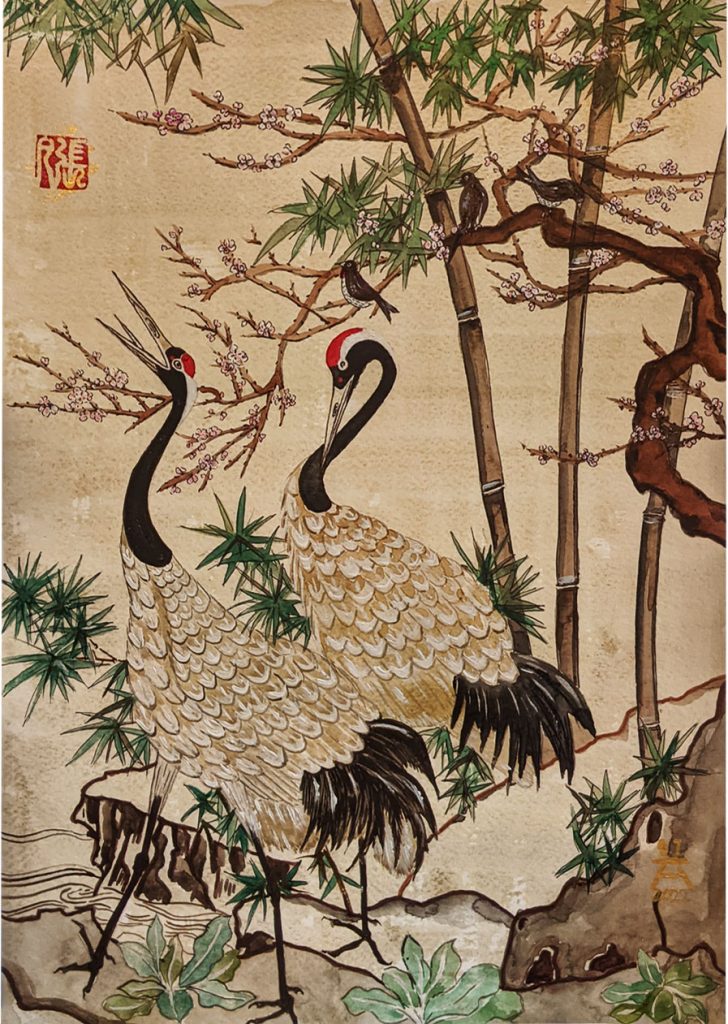 Cranes and Flowers Painting Ming Dynasty