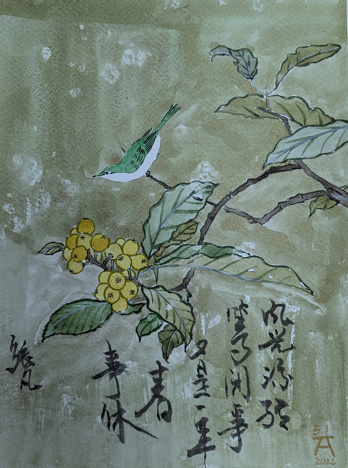 Loquats and Mountain Bird - Southern Song Dynasty by Fan Stanbrough