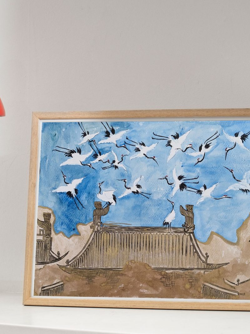 The Auspicious Crane Painting