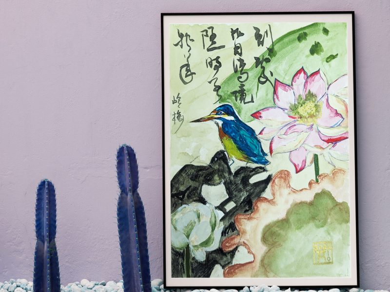 Bird and Flower Watercolor Painting by Fan Stanbrough