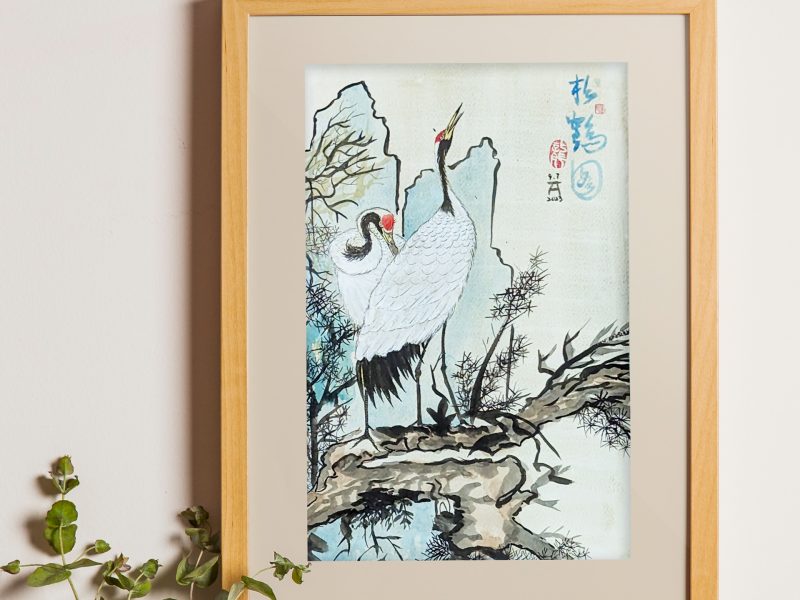 Cranes And Pine - Ming Dynasty Lin Liang (明代林良 松鹤图）by Fan Stanbrough