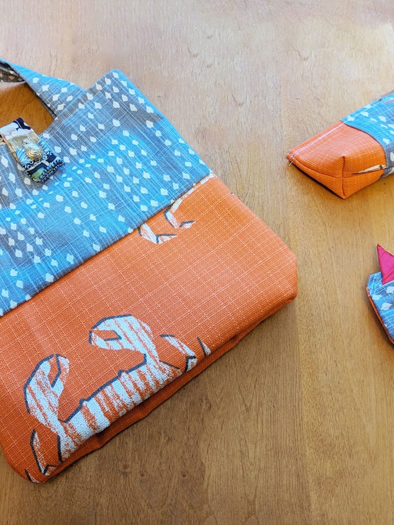 Fabric Bag with Japanese-style Patchwork Button Belt