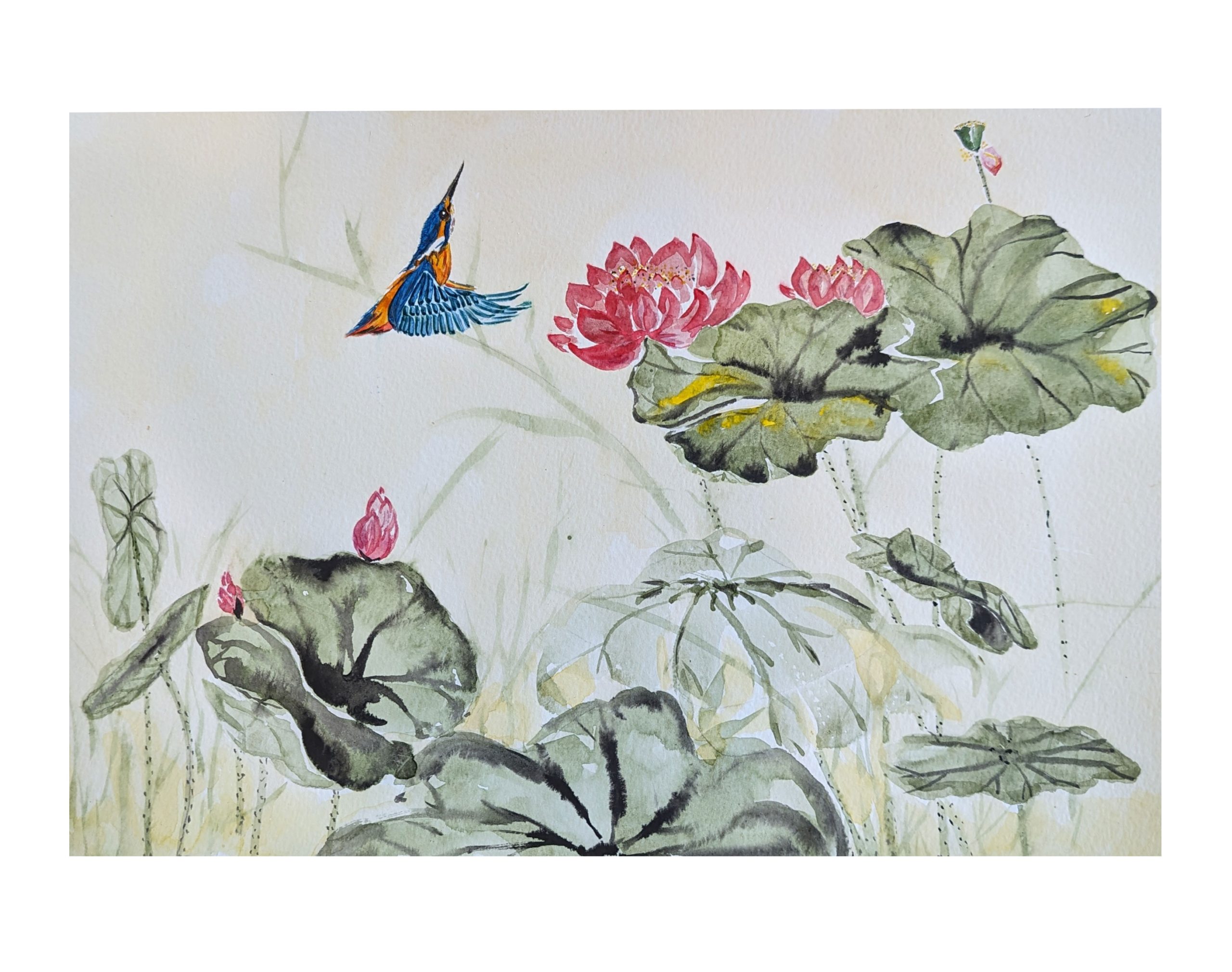 Bird and flower painting by Fan Stanbrough